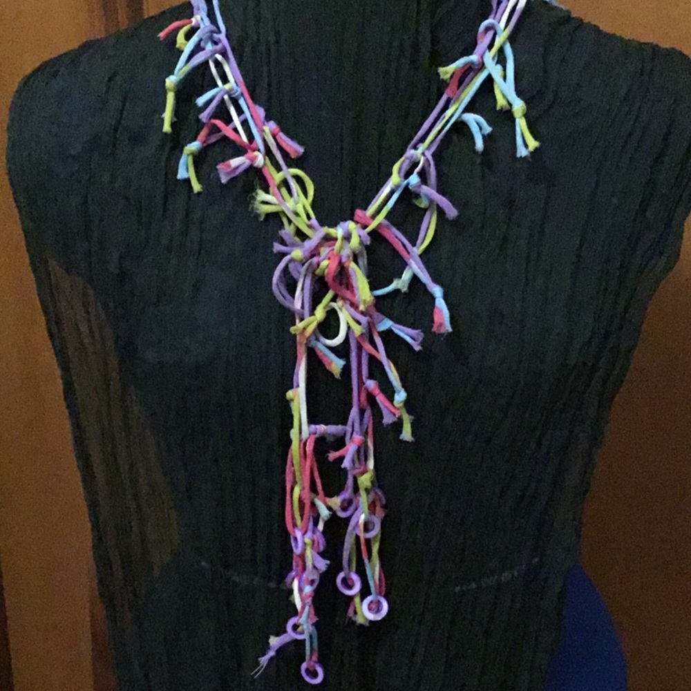 Black Iris O/S, 52 inch Silk Tube Necklace/Scarf